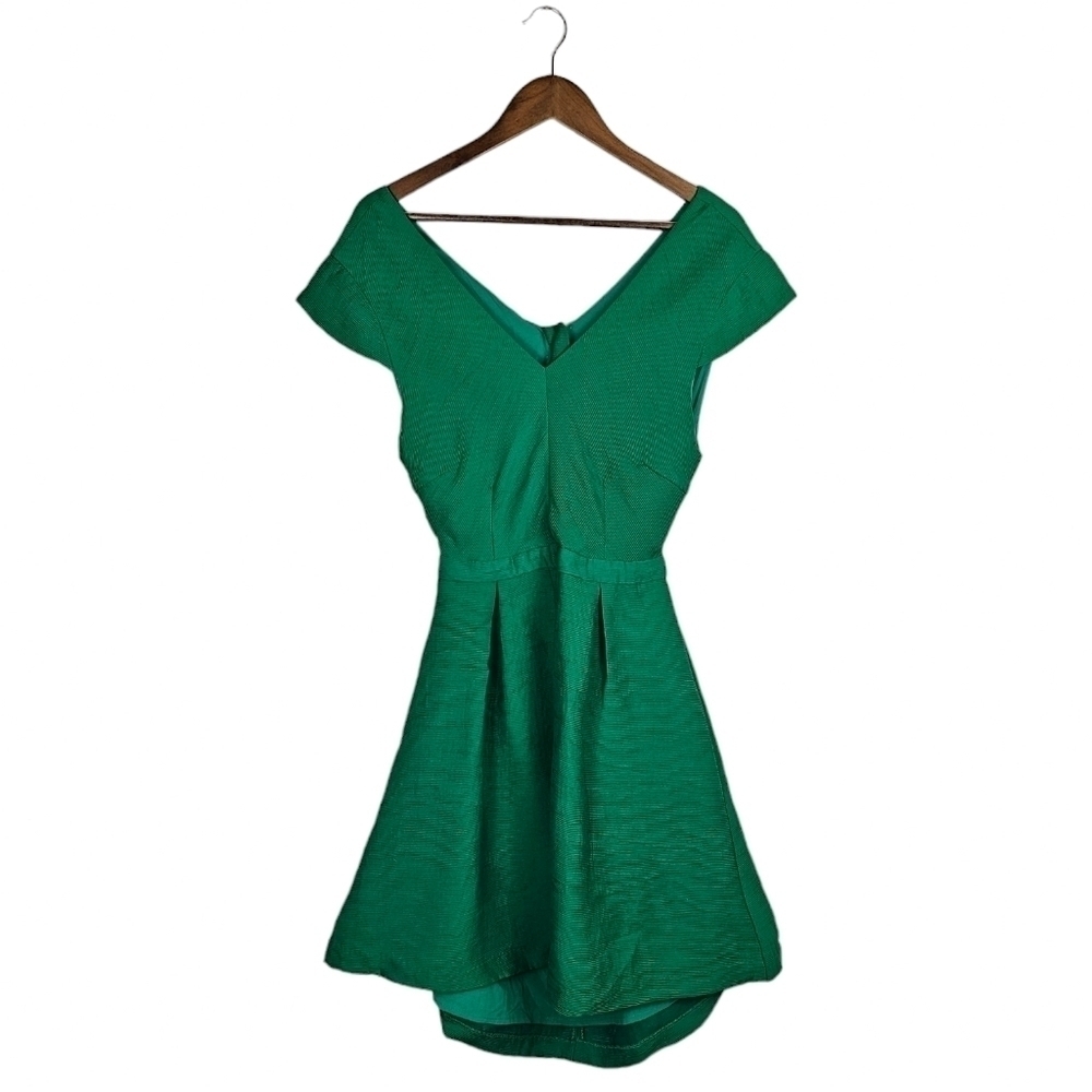 Suncoo Paris Green Partial Open Back Button Up Midi Dress Size M